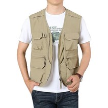 Perbai 남성용 유틸리티 카고 조끼 야외 여름 작업 사진 낚시 사파리 조끼 블랙., X-Large, Khaki