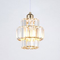 오로라 1등 이중 크리스탈 LED 펜던트 카페식탁조명, 12W벌브노란빛