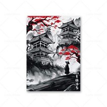 일본갑옷 일본 사무라이 캔버스 갑옷 캐릭터 터 잉어 게이샤 잉크 워시 월 아트 그림 거실 침실 홈, [11] xcm No Frame, [07]