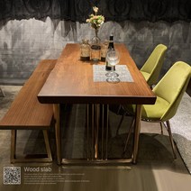 ⊙♭한정판매◎ 통나무 스타벅스 원목식탁 슬랩 우드테이블 라까사 4인 (E!ZV♭) 벤치의자, ☞우드슬랩 벤치의자 1400 (월넛)_LS™