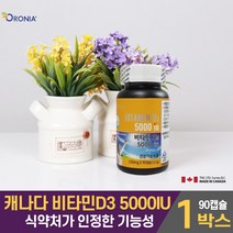 캐나다 직구 비타민D3 5000IU 영양제 비타민디 쓰리 3 바타민 바이타민 VITAMIN D 음식 파는곳 임산부 여성 여자 남성 직장인 주부 노인 건강 기능식품, 1개, 90캡슐