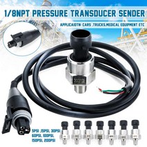 1M 5V 1/8NPT 스테인레스 스틸 연료 압력 변환기 오일 공기송신기 5 15 30 60 100 150 200 PSI, 200 마리