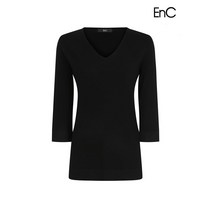 이앤씨 EnC 블랙 7부 브이넥 니트 ENKT31204C