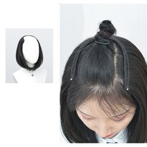 [피플앤제이] U형 와이드 볼륨 고열사 가발 숱 보강용 자연스러운 연출, 블랙