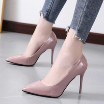 고급 스타일 유광 구두 여자 애나멜 하이힐 여성힐