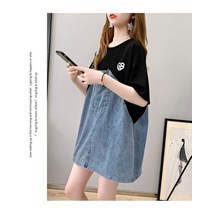 데님 미니원피스 오버핏 반팔 키작녀 여자 티셔츠 캐주얼 원피스
