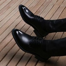 남성캐주얼화 키높이 편한 경찰단화 통기성 레이스 업 신랑 결혼식 신발 남성 가죽 영국 비즈니스 드레스 포인트 토 높이 증가 깔창 미끄럼 방지