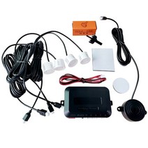 시동경보기12v 22mm 주차 센서 키트 범용 4 부저 역방향 백업 레이더 사운드 경고 표시기 프로브 시스템 고감도, 하얀