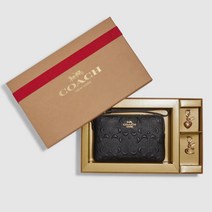 [코치 선물세트] 시그니처 코너 지퍼 지갑 박스포장 (Boxed Corner Zip Wristlet In Signature Leather)
