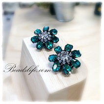 비즈라이프 보석단추 1, 1개, B-0056 약 30mm에메랄드꽃