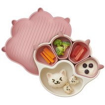 퍼기 냥냥 흡착 식판 + 냥냥 플레이트 접시(뚜껑 겸용) 세트, 드라이로즈+드라이로즈, 식판+플레이트(뚜껑겸용)