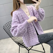 베이직 체크 짧은 재킷 루즈핏 가을 겨울 가디건