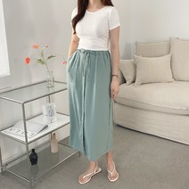 랩 앞트임 밴딩앞줄리본 롱스커트 1101569