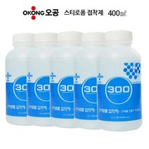 [이라인공구]_오공 300 스티로폼 접착제/스치로폼/우드락/접착제 본드 투명 400ml, 5개