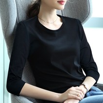 여성용티셔츠 순면 T티셔츠여성 원형깃 2020가을겨울