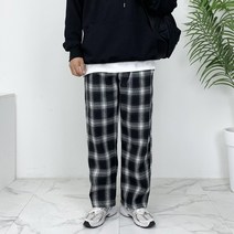 남녀공용 포시즌 세미와이드 부드러운 타탄체크 패턴 밴딩 팬츠 9color