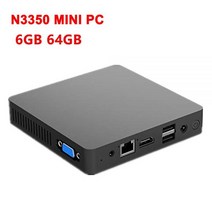 미니 PC 팬리스 인텔 셀러론 N3350 윈도우즈 10 6GB RAM 64GB ROM 128GB SSD 1000M LAN WiFi BT40 VGA 데스크탑 컴퓨터, 해외공급사, Intel Celeron N3350 + AU, 6G 64G add 128GB SSD