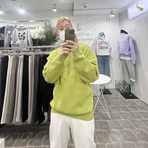 남자 포인트컬러 오버핏니트