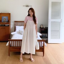 브이와이 [VY] 여자 레이스 끈 SS 롱 후레아 원피스