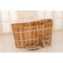 단단하고 두꺼운 나무 목욕 훈증 욕조, 탄화 길이 160cm x 60 x 65 (덮개가없는
