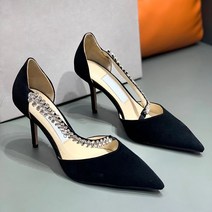 작은아씨들 김고은구두 스틸레토 큐빅 스웨이드 하이힐 8cm