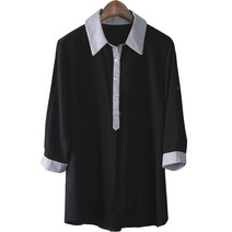 비에고 C779 카라줄지 롤업 롱블라우스