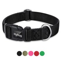 Hyhug Pets 단색 클래식 레귤러 튼튼한 기본 목걸이 소형견용 독특한 디자인 조절 트리글라이드 슬라이드 (버클) 이름표 액세서리를 부착할 수 있습니다. (스몰 로즈 레드, Small, Black