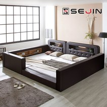 러블리 범퍼형 패밀리침대+솔리드본넬매트리스SS+SS, 초코브라운