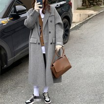 여자 피코트 양면 캐시미어 코트 여성 가을 겨울 루즈핏 자켓