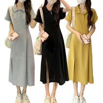 녕동 여름 여성의류 여성 루즈핏 반팔 원피스 A라인 셔츠넥 오버핏드레스 +사은품