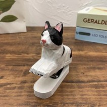 대용량 스테이플러 수제 동물 모양 미니 크리 에이 티브 나무 편지지 로그 흰색 거위 물고기 다람쥐 개 고양이 패턴 파워 바인딩, 하늘색