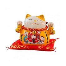 마네키 네코 일본 소품샵 복 주머니 전통 고양이 인형 돼지 저금통 세라믹 Maneki Nekos 크리 에이 티브 홈 인테리어 도자기 장식품 비즈니스 선물 행운의 공예, 03 노란색