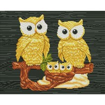 피카노 LED 보석십자수 DIY 돈이 들어오는 그림 BEST11, 다복 골드 부엉이 가족(50cmX40cm)