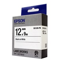 엡손 라벨테이프 SS12K-PX 12mm 8미터 흰색바탕 검정글씨 라벨프린터, 24mm, 흰색바탕검정글씨