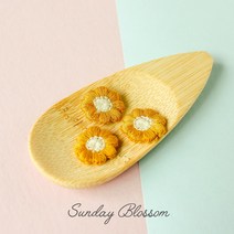 [5개 1세트] 18mm 빈티지 플라워 꽃자수 아플리케 의류패치 와펜 머리핀만들기 5컬러, 02. 브라운 5개