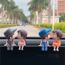 [이서지니][기회공작소] 뽀뽀하는 피규어 세트 차량용 일반용(뽀뽀커플)청혼, 뽀뽀피규어세트 02(풍선0) 나란히 파란모자