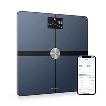 Withings 자동 스마트폰 앱 동기화가 포함된 체중용 바디+ Wi-Fi 스마트 체중계 전신 성분 분석기 포함 체지방 BMI 수분 비율 근육 및 뼈 질량 임신 추적기, Black