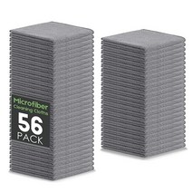 WABRINY 극세사 클리닝 천 56팩 다채로운 다기능 천 주방 자동차 실내 실외 청소용 플롯 물티슈 (사이즈: 33 x 33cm(13 13인치) 색상: 화이트), Grey&56pcs