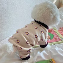 떨샵 강아지옷 보라꽃패턴 플라워 티셔츠 애견의류, [강아지옷]JDF-보라꽃패턴티셔츠, L