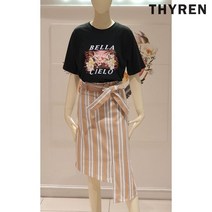 티렌 스트라이프 리본 스커트 L192PWS373