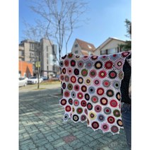 애시드 손뜨개 코바늘 DIY 캠핑감성 블랭킷/코바늘 블랭킷, 핑크레드