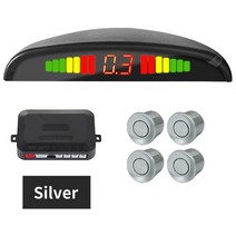 주차센서 후방감지기 차량검지기 주차 센서 키트 2 센서/4 22mm LED 스크린 역방향 레이더 사운드 경고 표, 07 Silver 4 Sensors