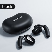 무선골전도 블루투스이어폰오픈 이어 헤드폰 tws true wireless earbuds with earhooks 블루투스 골전도 이어폰 핸즈프리 for골전도블루투스이어폰, 검은색