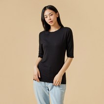 [JAJU/자주] 여 슬림핏 반팔 티셔츠_블랙