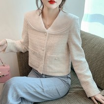 도톰 싱글 빅사이즈 모직 기본 하프 톰보이 자켓 울 트위드 코트 모던