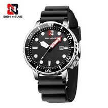 벤 네비스 남성용 시계 럭셔리 아날로그 쿼츠 시계 날짜 포함 군용 시계 방수 실리콘 고무 스트랩