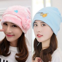 산후조리 모자 여성 임부 스타일리쉬 순면 코튼 두건 봄가을 바람막이 머리띠 산모 용품 가을겨울 보온 2687155592, 플란넬 핑크 사랑하트 _블루 레몬 베