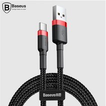 베이스어스 C타입 퀵차지3.0 고속 충전 케이블 2M, 레드블랙, 1개