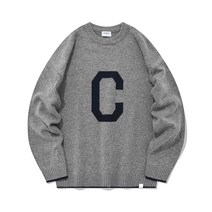 635229 커버낫 램스울 C 로고 크루넥 니트 멜란지 그레이