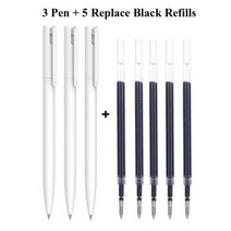 원래 샤오미 펜 쓰기 부드러운 빛 Mijia 붙이는 코어 교체 리필 블루 레드 블랙 0.5mm 비즈니스 롤러 볼펜, 3pen 5black refills